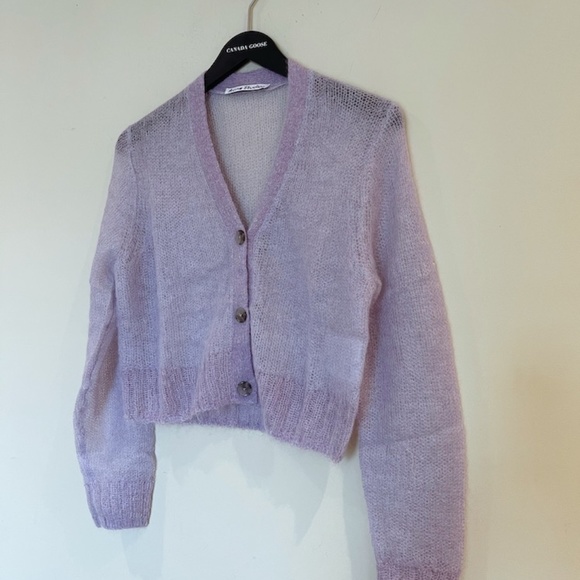 ACNE STUDIOS Purple Cropped Cardigan Sz M - Picture 12 of 16
